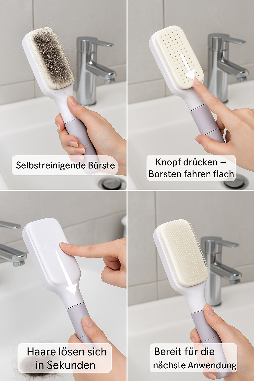 4 In 1 Self Cleaning Hair Brush